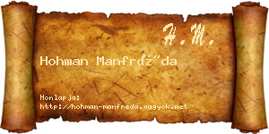 Hohman Manfréda névjegykártya